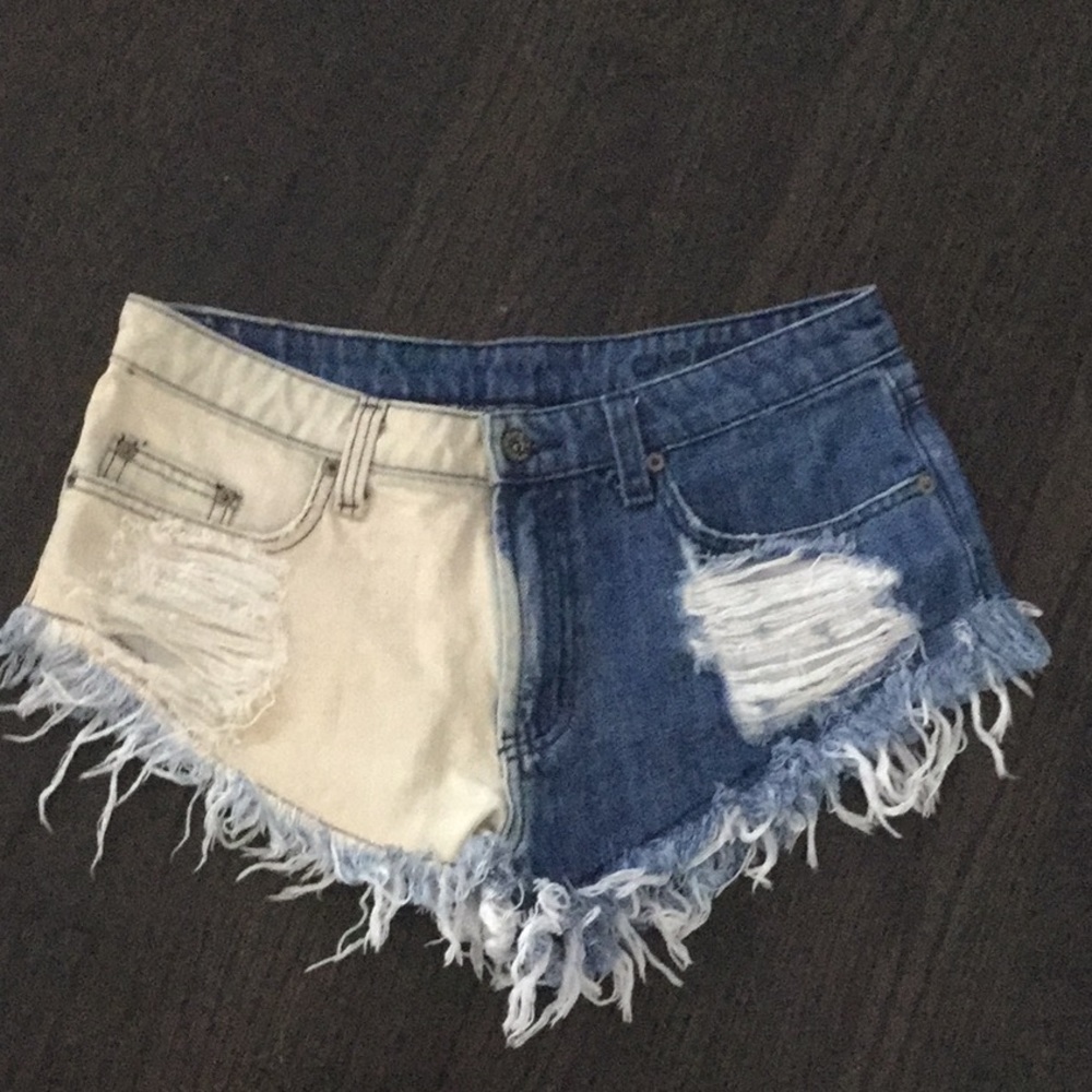 LF blue and white denim shorts